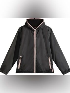 NWOT HUNTER size large Black Windbreaker Jacket with Contrast Trim